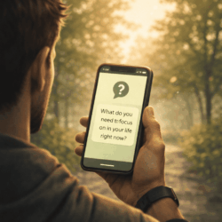 La app te lanza una pregunta poderosa. No es una afirmación. Una pregunta que exige respuesta.