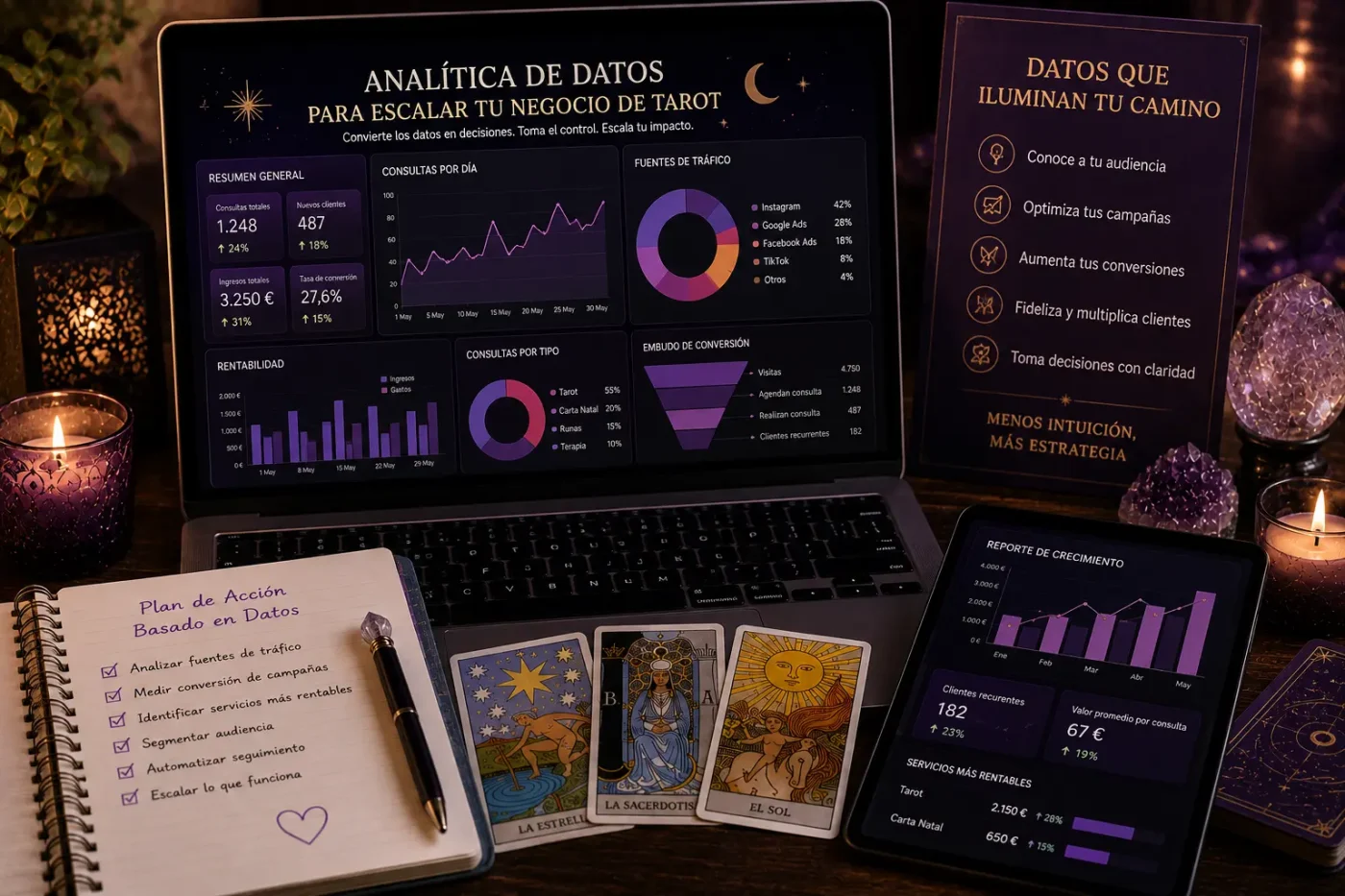 Analítica de datos para escalar negocios de tarot