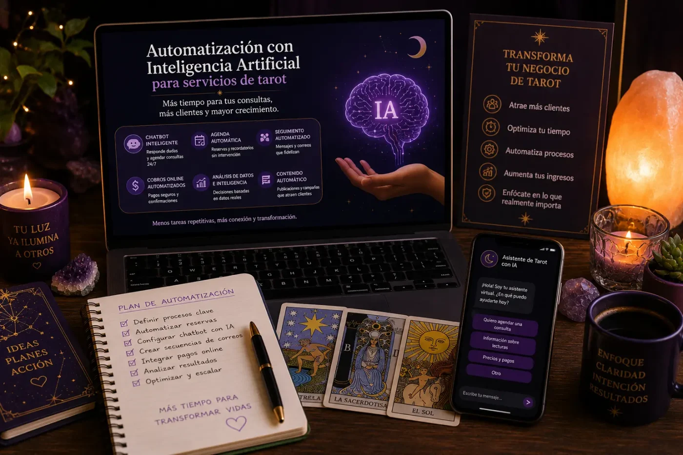 Automatización con inteligencia artificial para servicios de tarot