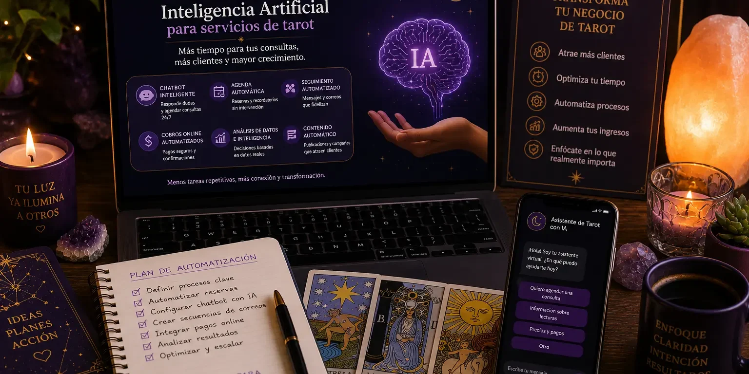 Automatización con inteligencia artificial para servicios de tarot Automatización con inteligencia artificial para servicios de tarot