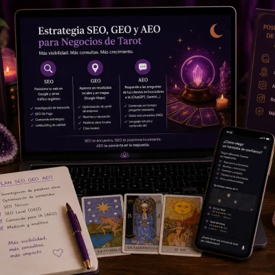 Estrategia SEO GEO y AEO para negocios de tarot