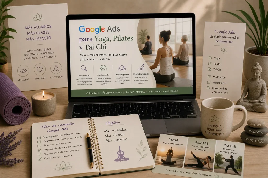 Google Ads para yoga pilates y tai chi