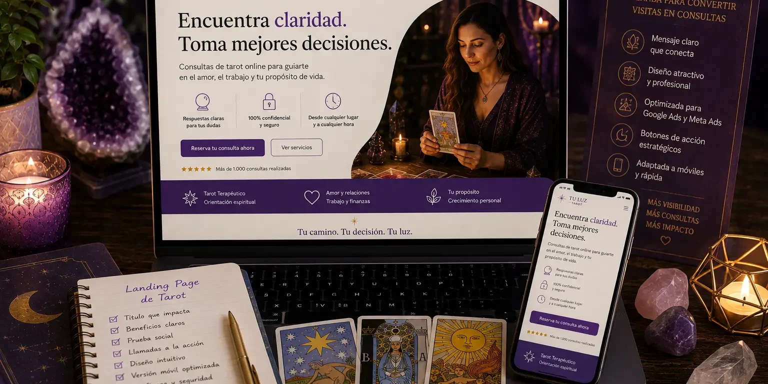 Landing page de tarot para Google Ads y Meta Ads Landing page de tarot para Google Ads y Meta Ads